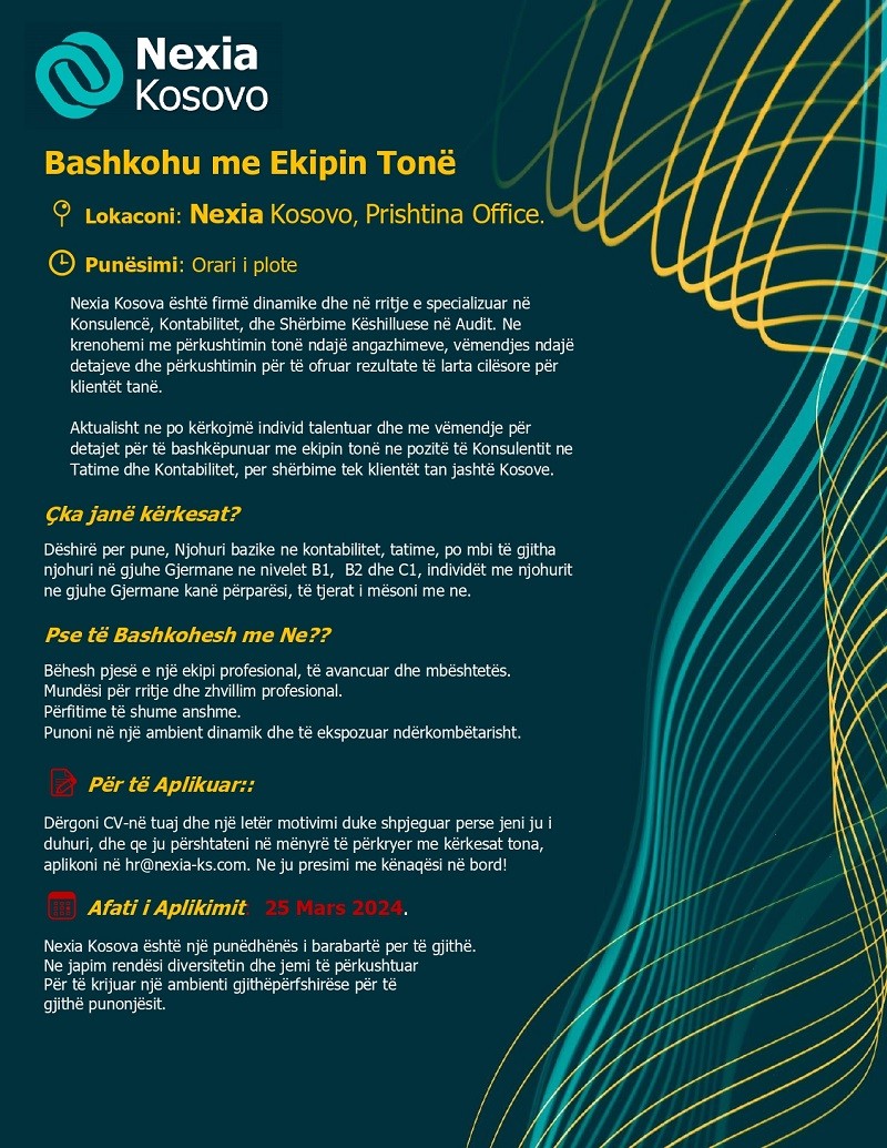 Konsulent në Tatime dhe Kontabilitet